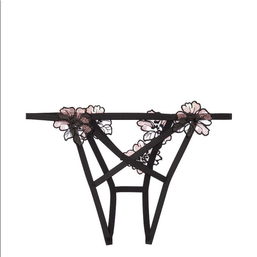 VICTORIAS SECRET Lace Appliqué Tanga Panty NWT! - Picture 4 of 5